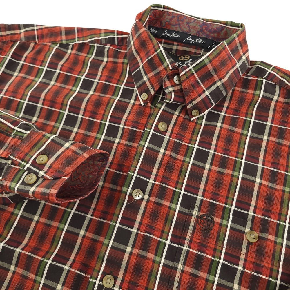 Wrangler George Strait Shirt Mens Large Red Plaid Long Sleeve Button Down Casual